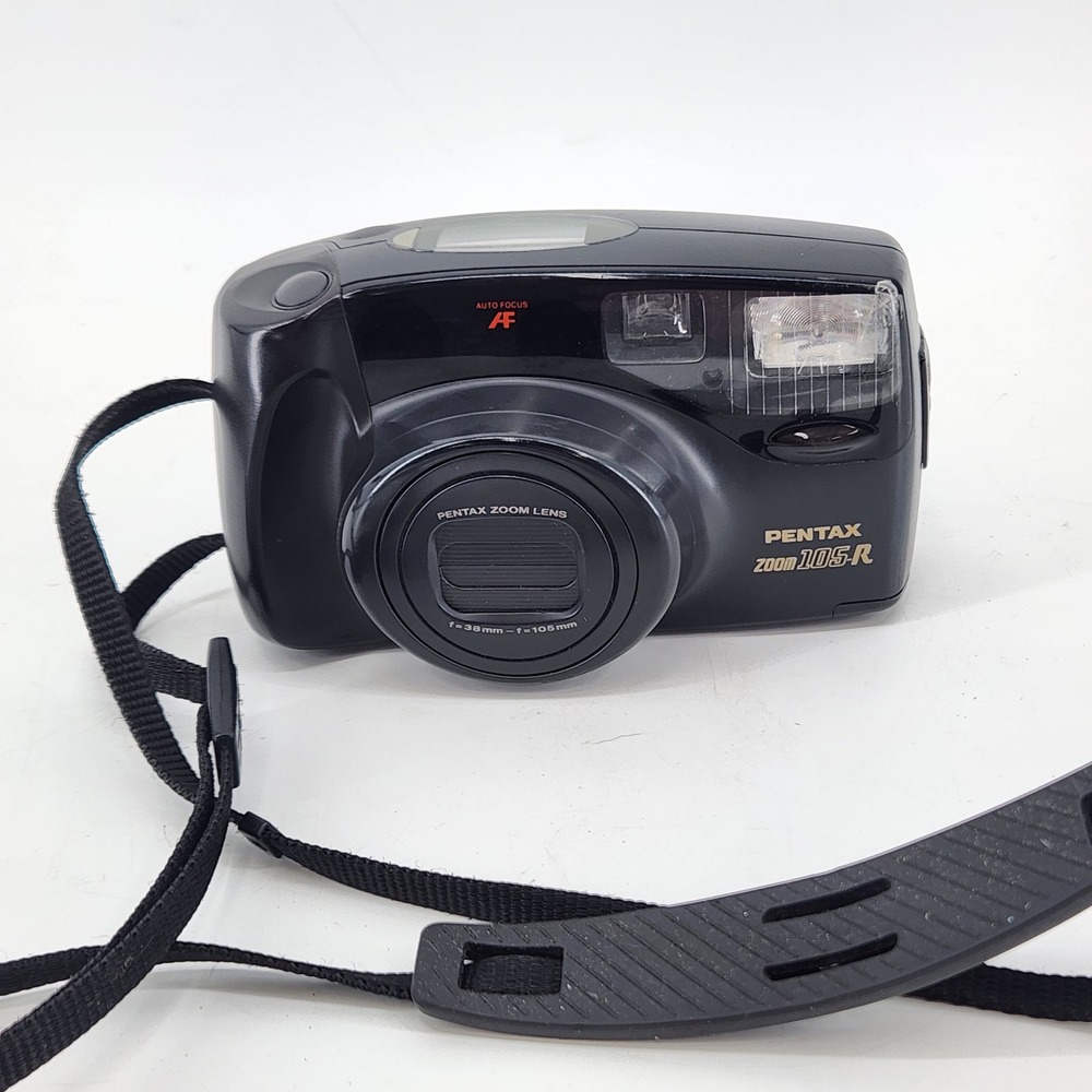 Pentax Zoom 105-R 35mm Film Camera AF 38-105mm Lens Black Point and Shoot
